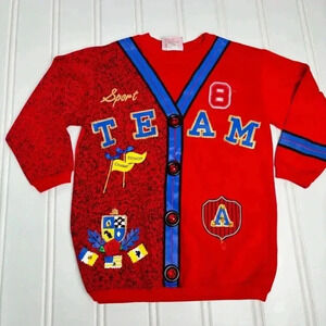 Vintage Academia Red Sport Team Senior Champ Cardigan Sweater Tickle Me athletic